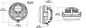 Speaker 8415 Round 4.5 LED Headlights line drawing