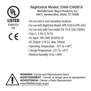 BAYCO 5560-CHGR10 Cap Lamp 10 Bank Charging Station