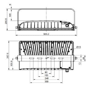 APS LF46S Series LED Flood Light line drawing